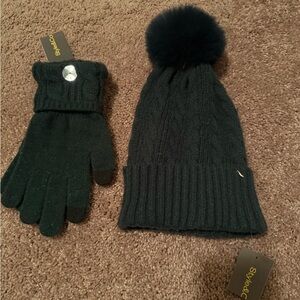 Style & Co. Black Knit Hat and Gloves Set